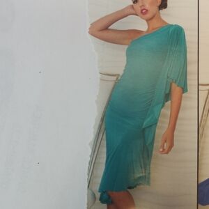Elegant Green Teal One-Shoulder Dress